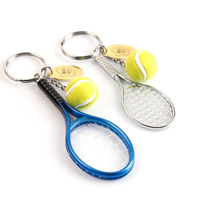 2408 kangxin metal tennis racket key chain pendant simulation mini wholesale sporting goods gifts