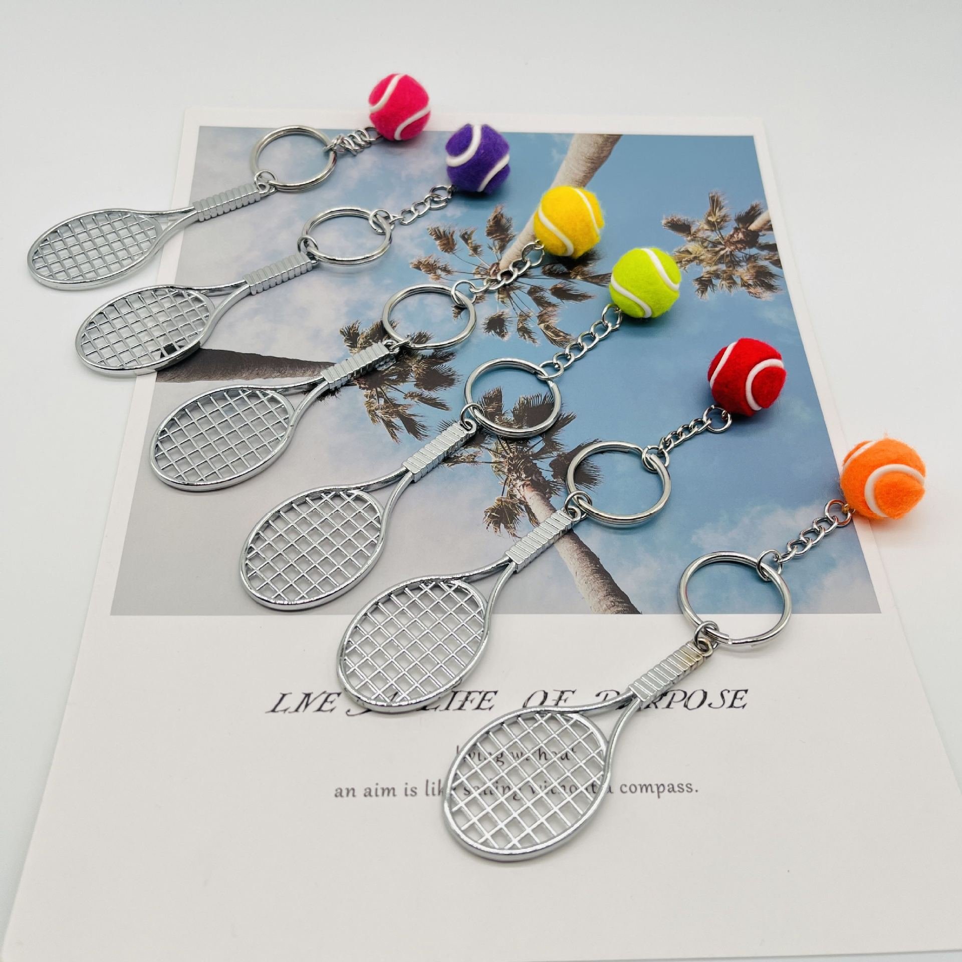 2408 kangxin metal tennis racket key chain pendant simulation mini wholesale sporting goods gifts