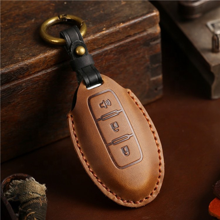 Hot Sale Genuine Crazy Horse Leather Car Key Case Cover for Nissan Altima Maxima Murano Armada GT-R sentra M56 M37 M35 Q70 QX56