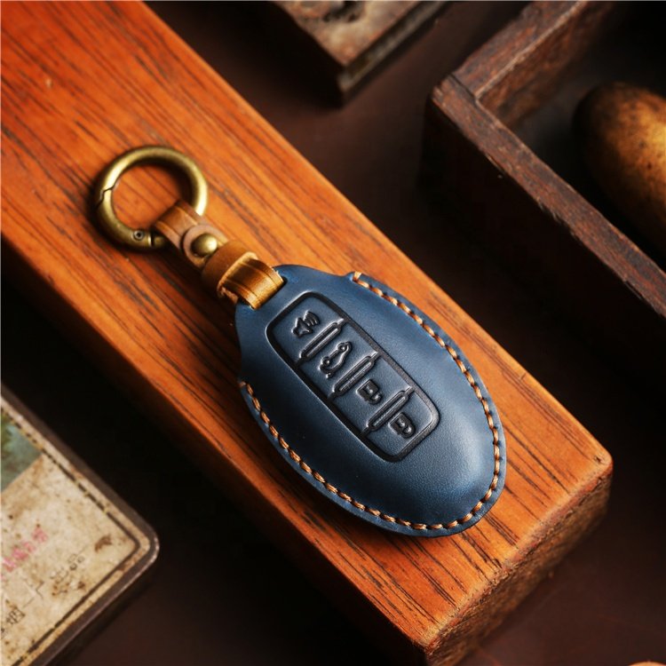 Hot Sale Genuine Crazy Horse Leather Car Key Case Cover for Nissan Altima Maxima Murano Armada GT-R sentra M56 M37 M35 Q70 QX56