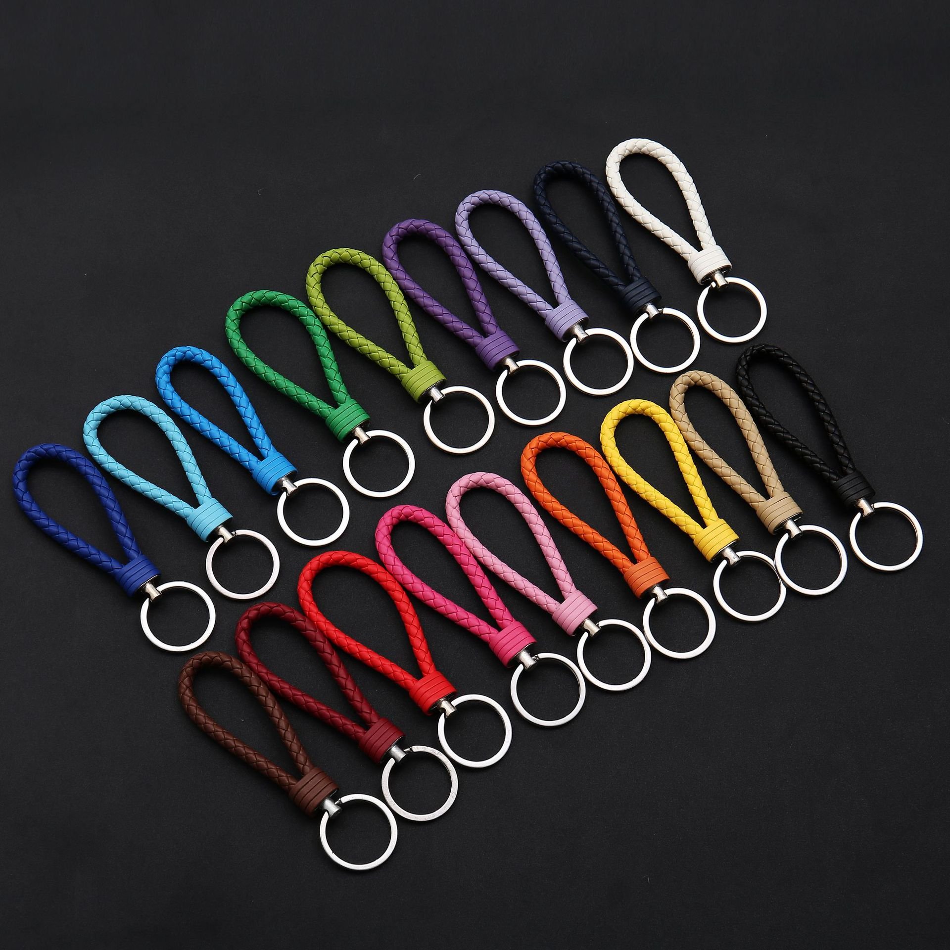 Fashion Key Holder Accessories New Creative PU Leather Braided Rope Keychain Car Key Ring For Women Men