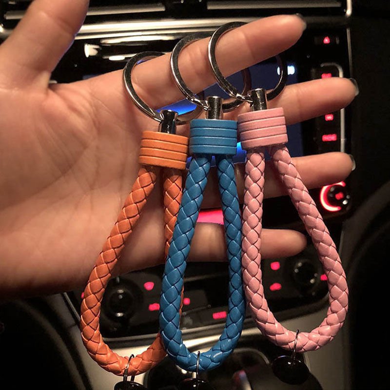 Fashion Key Holder Accessories New Creative PU Leather Braided Rope Keychain Car Key Ring For Women Men
