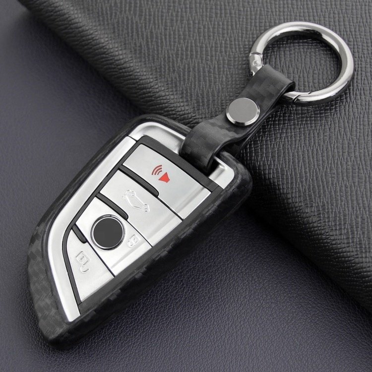 Silicone Carbon Fiber Pattern Car Key Case Cover Key Fob for Smart BMW X1 X5 X6 2018 525i M760Li 740li 730 Sieries Accessories