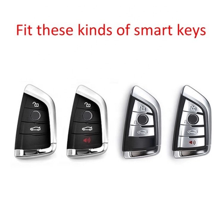 Silicone Carbon Fiber Pattern Car Key Case Cover Key Fob for Smart BMW X1 X5 X6 2018 525i M760Li 740li 730 Sieries Accessories