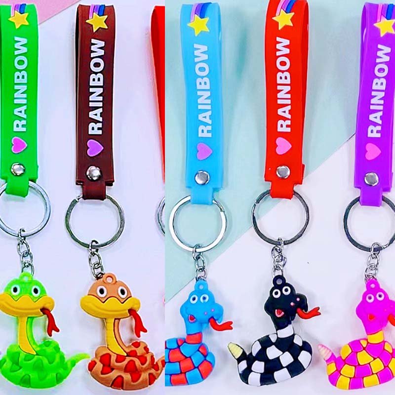 Spliced Bear Animal Car Keychain Accessories Cheap Cartoon Anime 3D Soft Silicone PVC Key Ring Lanyards Rubber Key Holder