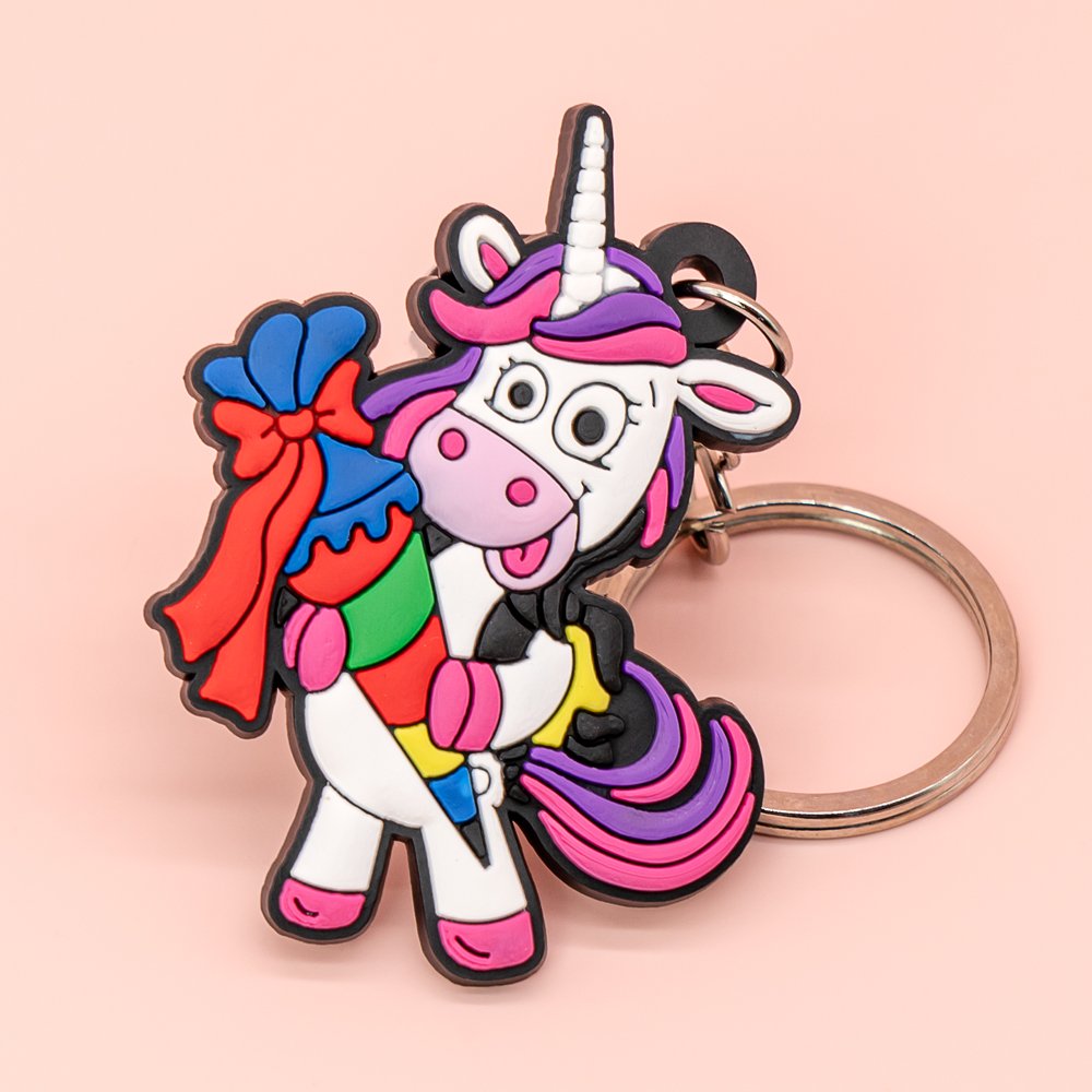 pvc keychain Cute Unicorn 2 cartoon rubber keychains custom key rings gift for bag Pendant accessories Jewelry wholesale