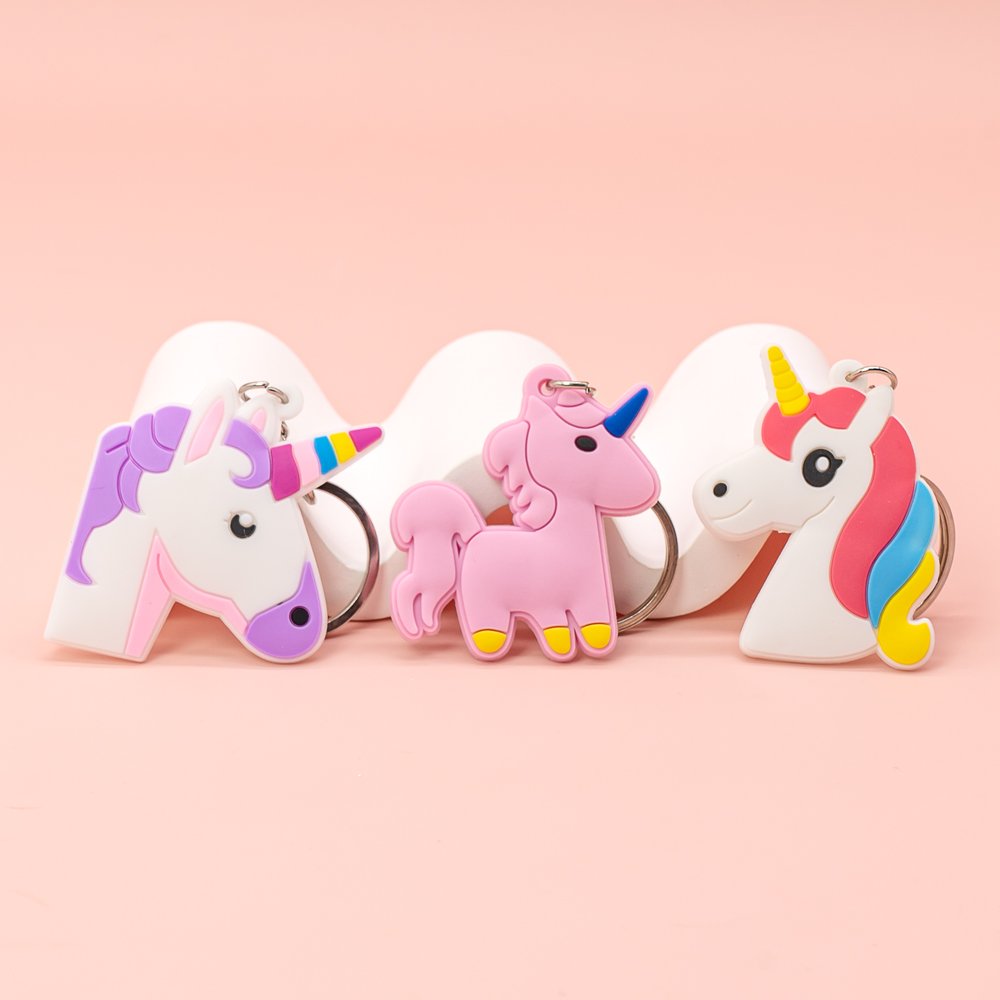 pvc keychain Cute Unicorn 2 cartoon rubber keychains custom key rings gift for bag Pendant accessories Jewelry wholesale