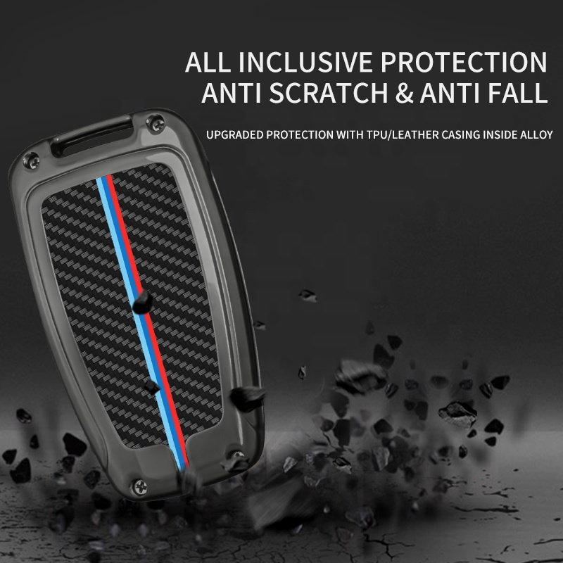 For Toyota Prius Camry Corolla C-HR CHR RAV4 Prado Carbon Fiber Car Key Case Metal Zinc Alloy Car Remote Key Fob Cover
