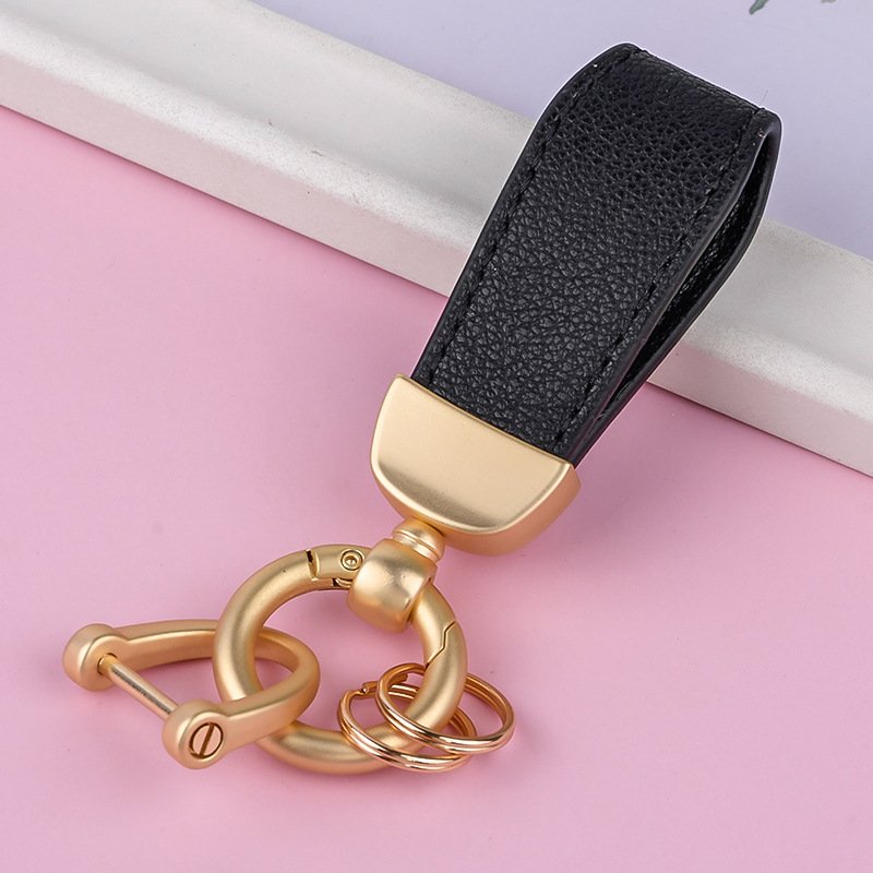 YIYUN Candy Colorful blank Leather Keychains Metal Custom Logo couple key Ring pendant sheepprint cord Leather DIY bag pendant