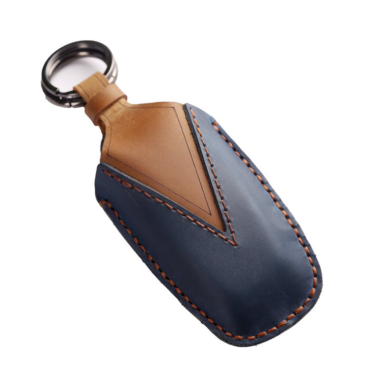 Hot Sale Genuine Crazy Horse Leather Car Key Case Cover for Ford Ecosport Edge Escape Explorer F-150 Accessories with keychain