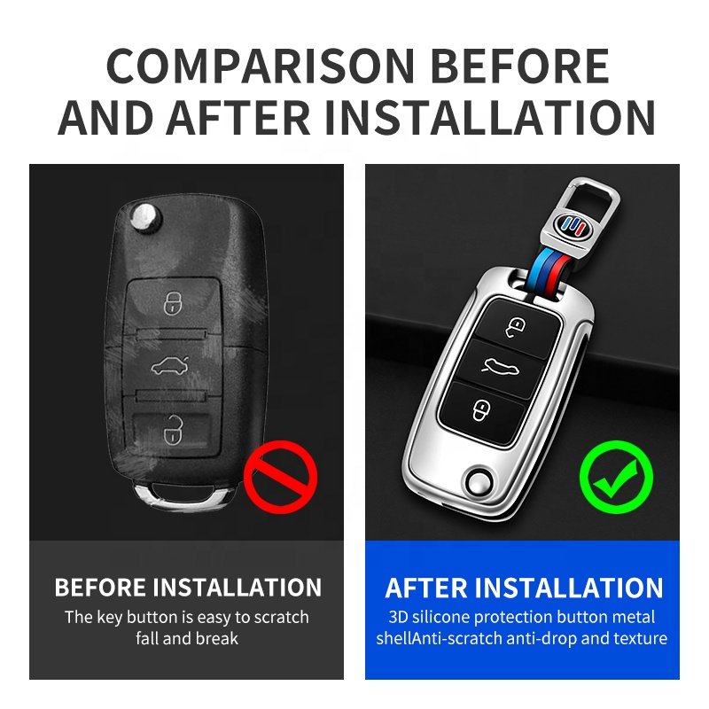 For Metal Zinc Alloy Clear Silicone One-key Start Button Start Car Key Holder Covers VW Polo