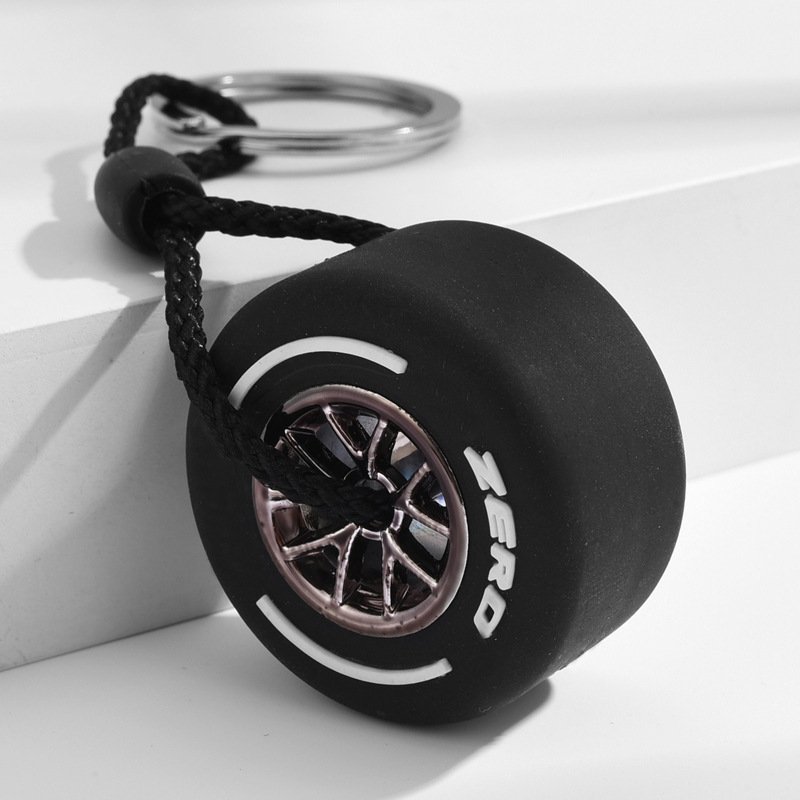 30pcs Small Gift Wholesale Car Decoration Keyring Jewelry PVC Soft Rubber Tire Keychain