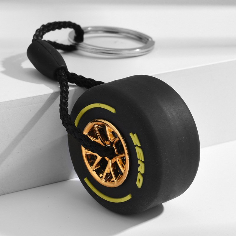 30pcs Small Gift Wholesale Car Decoration Keyring Jewelry PVC Soft Rubber Tire Keychain