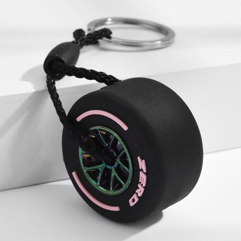 30pcs Small Gift Wholesale Car Decoration Keyring Jewelry PVC Soft Rubber Tire Keychain