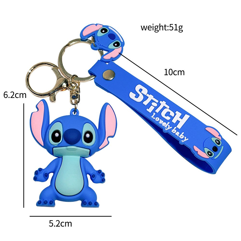 3d Pvc Cute Anime Kawaii Keychain Cartoon Key Chain Cartoon PVC Pendant Lilo and stitch Keychain For Backpack decoration