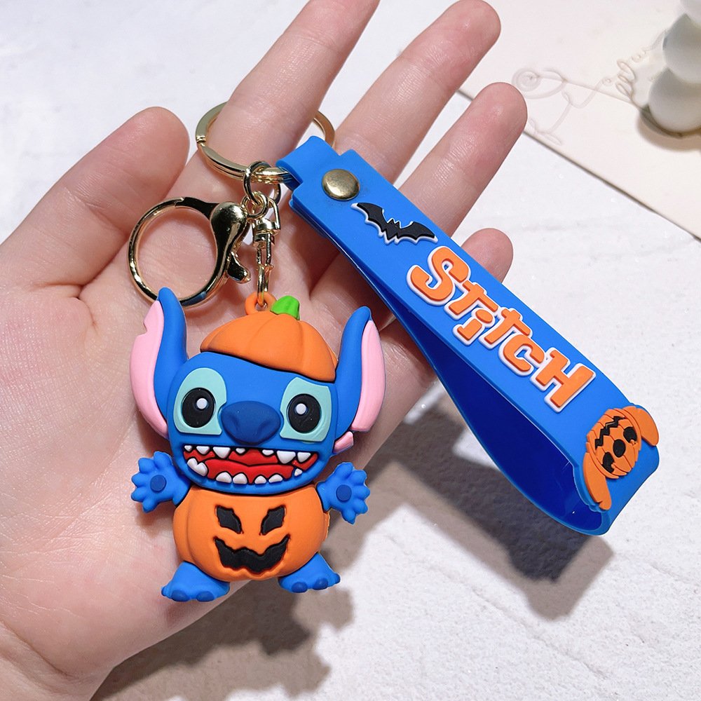 3d Pvc Cute Anime Kawaii Keychain Cartoon Key Chain Cartoon PVC Pendant Lilo and stitch Keychain For Backpack decoration