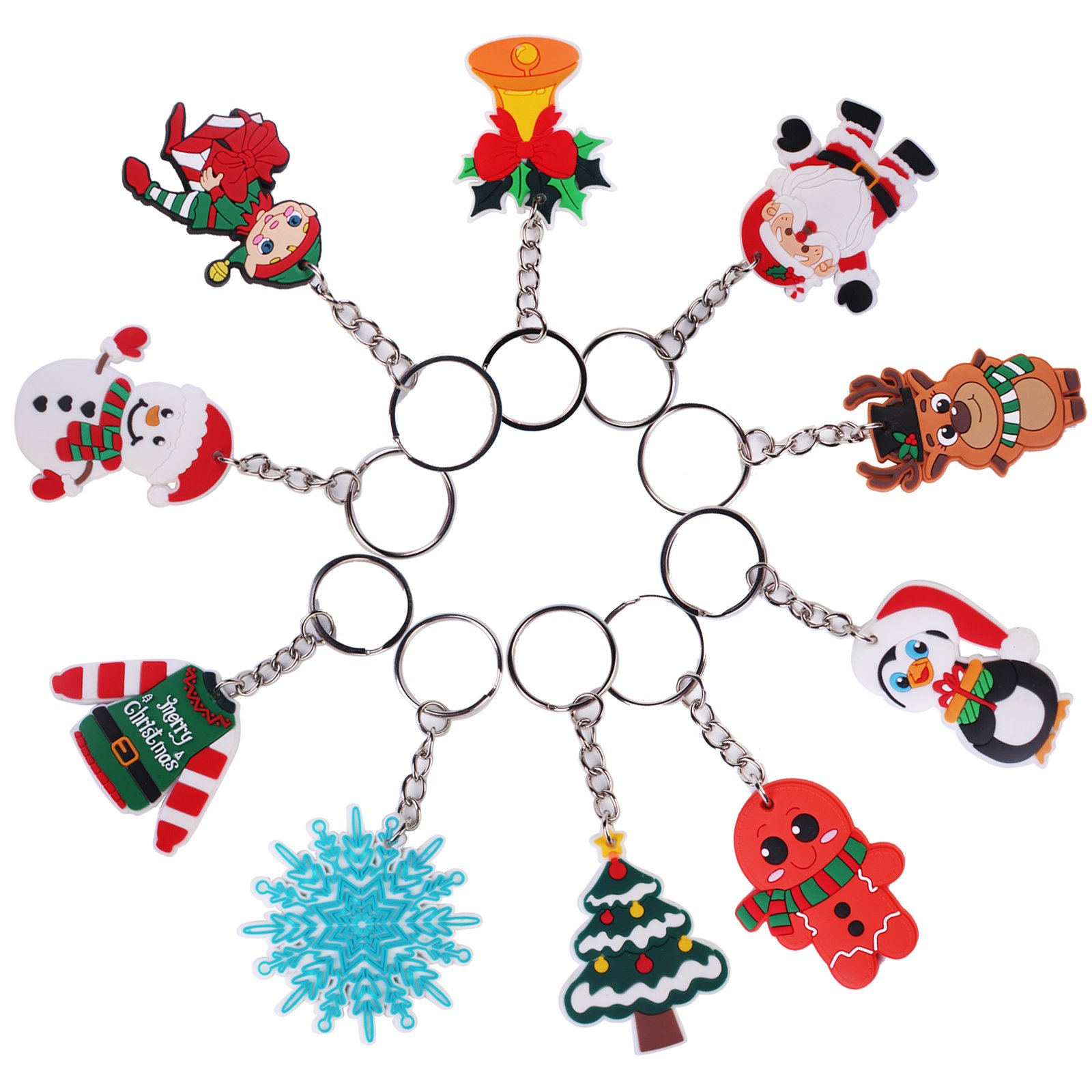 2024 Wholesale 2D PVC Creative New Arrival Cozy Joyful Key Chains Delicate Christmas Festival Custom Key Chains Rings Party Gift