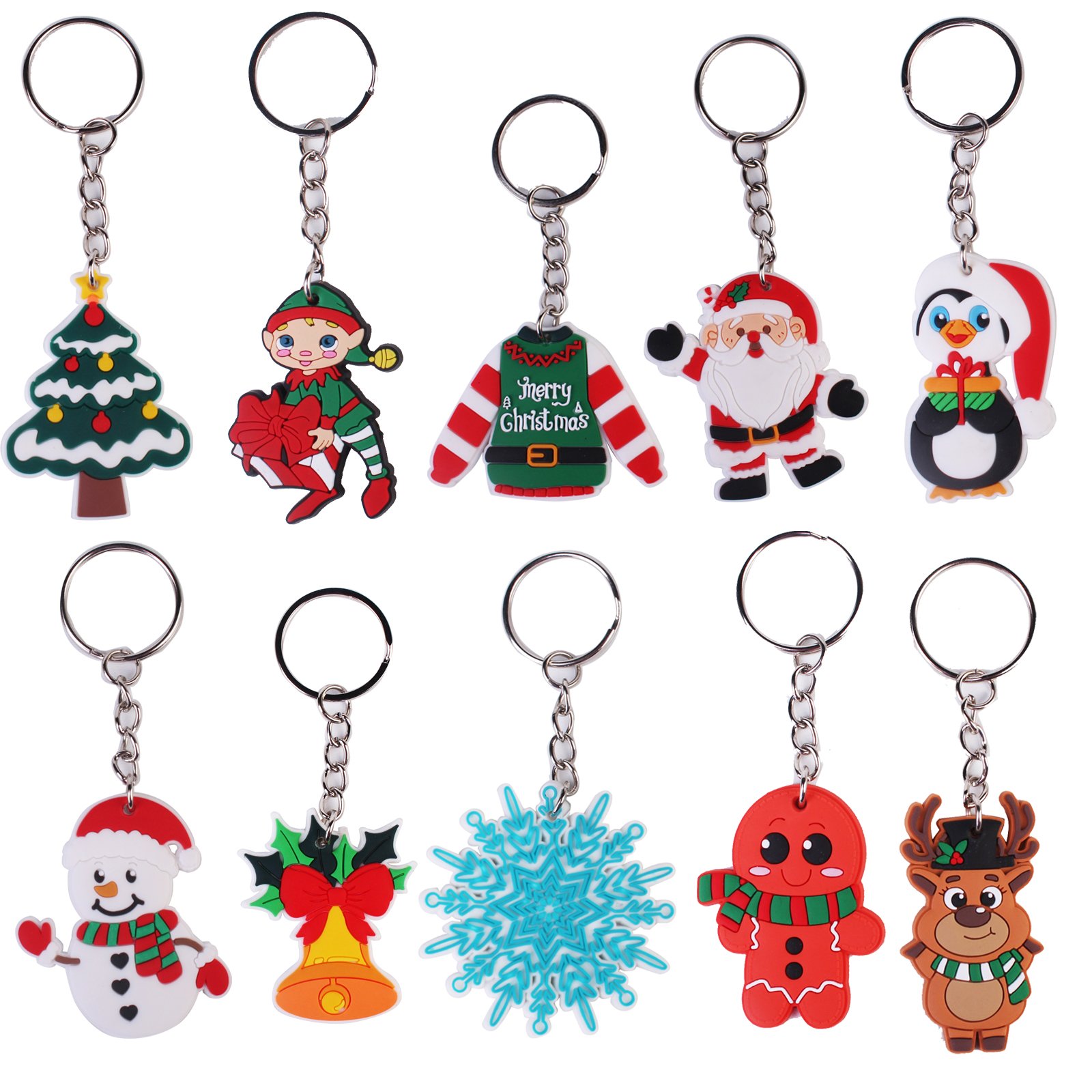 2024 Wholesale 2D PVC Creative New Arrival Cozy Joyful Key Chains Delicate Christmas Festival Custom Key Chains Rings Party Gift