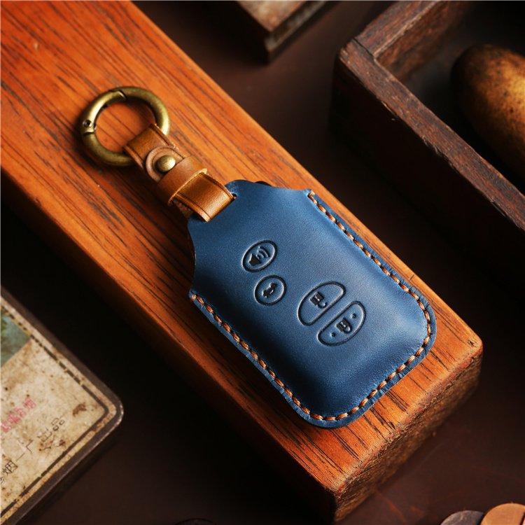 Hand Sewing Genuine Leather Car Key Case Cover for Toyota Camry Lexus Car Key Shell with Keychain