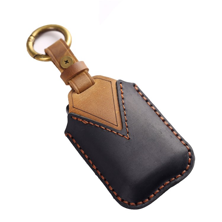Hand Sewing Genuine Leather Car Key Case Cover for Toyota Camry Lexus Car Key Shell with Keychain
