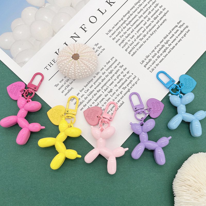 HOT Bag Accessories Women Cute Cartoon Mini PVC Balloon Dog Keychain For Gift Balloon Dog Key Chains Purse Bag Charm Pendant