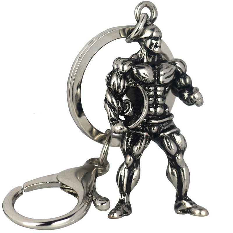 Fitness Weightlifting Lift Arm Muscle Male Bodybuilding Metal Creative Men's Car Key chain Pendant Dumbbell Gym Sports Keychain