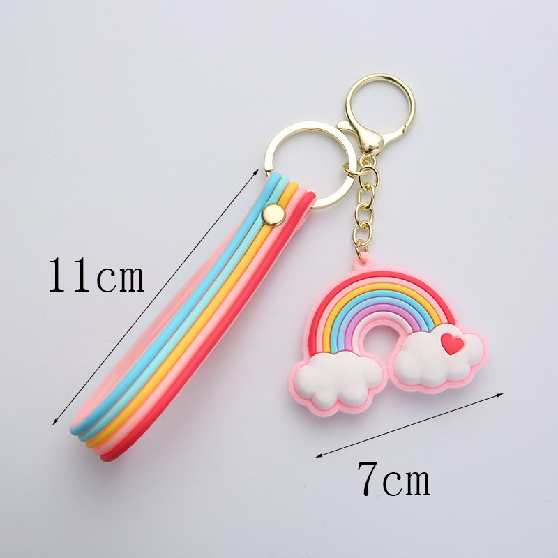 Creative Love Rainbow Keychain Network Red Girl Heart Seven Rainbow 3D Car Keychain Couple Bag Pendant