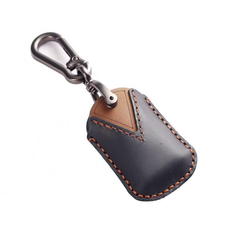Hand Sewing genuine leather Car Key Case Cover for Toyota Smart Remote 3 Buttons Car Key Fob Case with Keychain