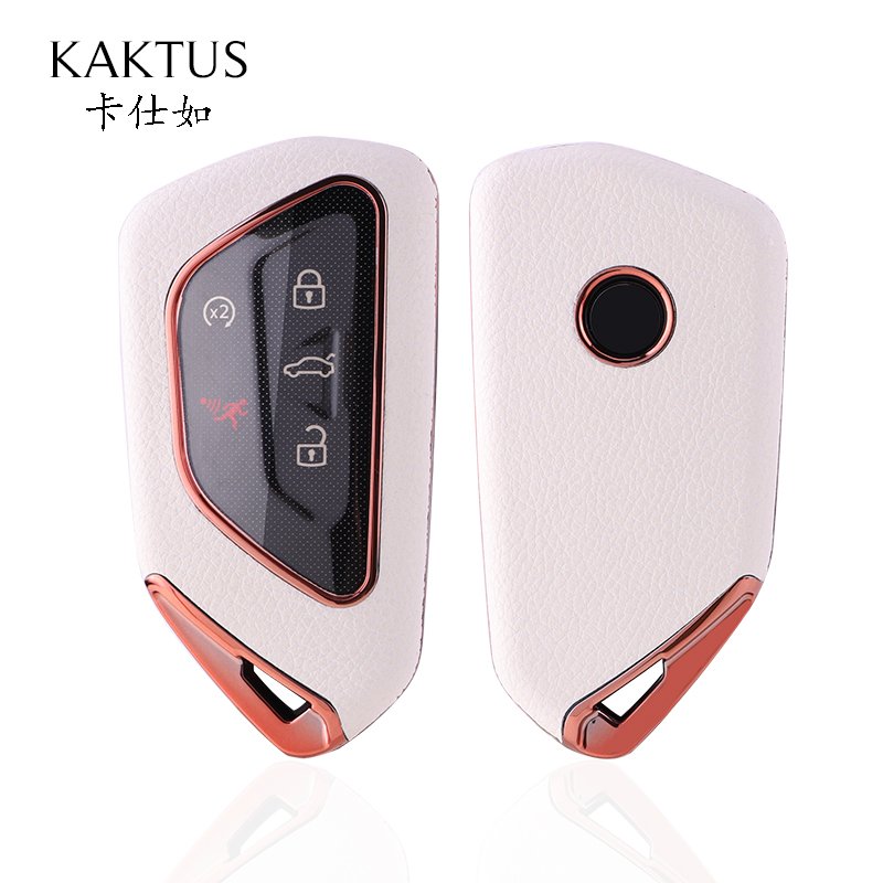 For Volkswagen leather Key Fob Cover 3 button key shell fit for ID.3/ID.4X/ID.6X/ID.4/CROZZ/talagon/Golf 8/Teramont key cover