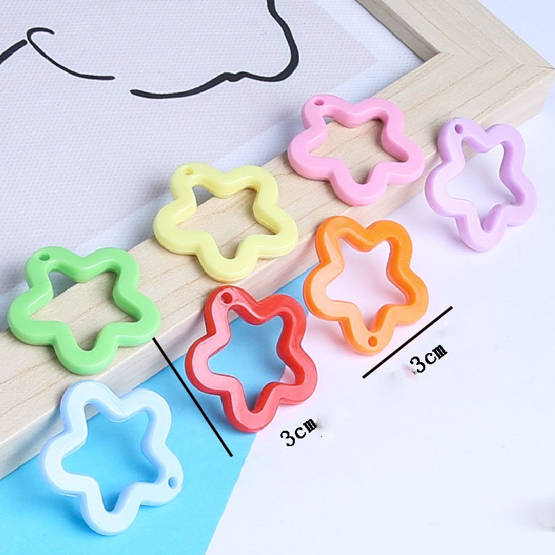 Decoration Candy Color Acrylic Pentagram Charms Clip Five Pointed Stars Keychains For Women Men Car Keys Keychain Accessories