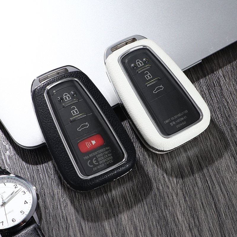 For Toyota leather Key Fob Cover 3/4 button key shell fit for Toyota RAV4/Camry/C-HR/Prius/Avalon key cover car case
