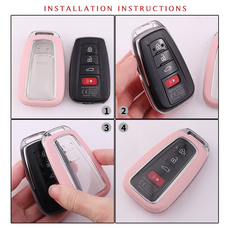 For Toyota leather Key Fob Cover 3/4 button key shell fit for Toyota RAV4/Camry/C-HR/Prius/Avalon key cover car case