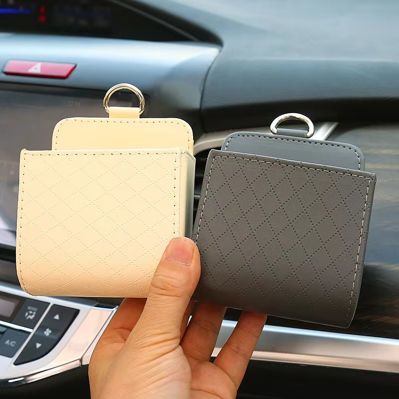 Multifunctional Durable PU Leather Storage Box Car Air Conditioning Vent Automobile Air Outlet Storage Box