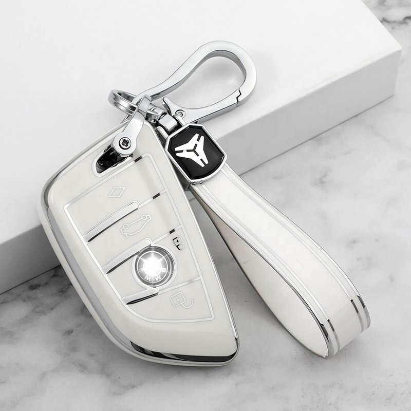 Premium Soft Car Key Cover Protection Original Car key with Keychain Accessories for BMW X1 X2 X3 X5 X6 Series 1 2 5 6 7 M5 M6