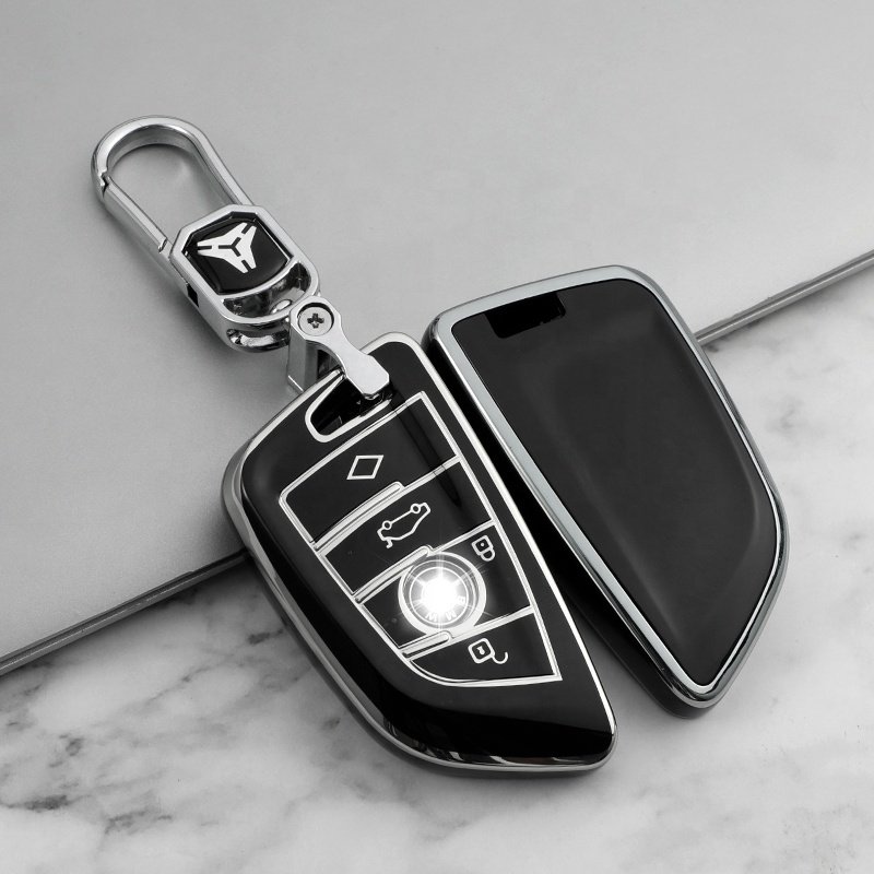 Premium Soft Car Key Cover Protection Original Car key with Keychain Accessories for BMW X1 X2 X3 X5 X6 Series 1 2 5 6 7 M5 M6