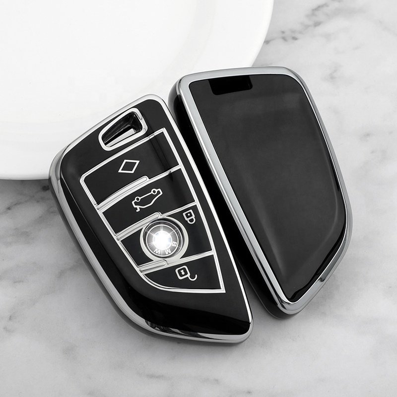 Premium Soft Car Key Cover Protection Original Car key with Keychain Accessories for BMW X1 X2 X3 X5 X6 Series 1 2 5 6 7 M5 M6