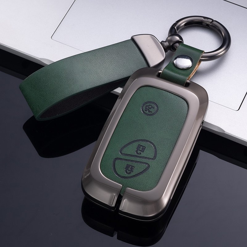 Leather Car Key Case Cover for BYD Qin EV Atto3 S6 Dolphin Song Plus Keyless Holder Protector Accessories Remote Zinc Alloy