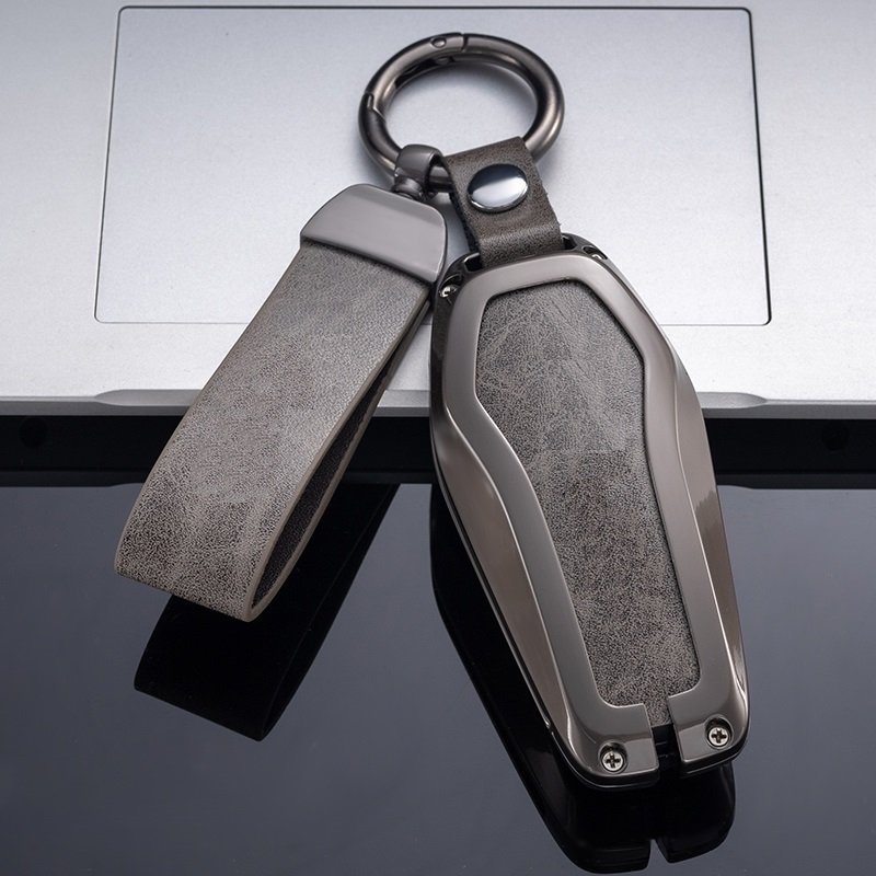 Leather Car Key Case Cover for BYD Qin EV Atto3 S6 Dolphin Song Plus Keyless Holder Protector Accessories Remote Zinc Alloy