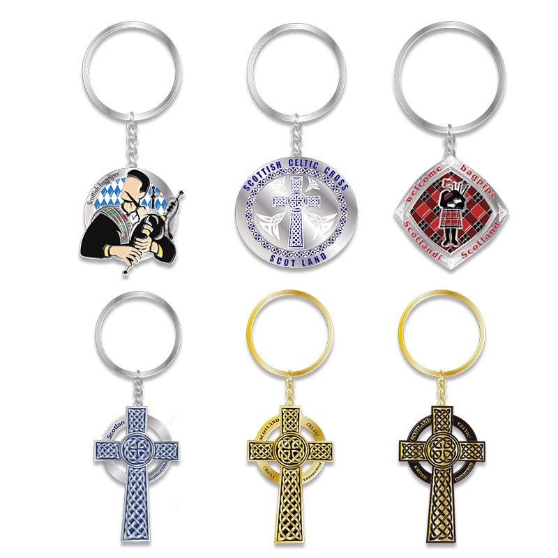 Custom Logo Gold Color Spinner Key Chain Personalized Gifts Metal Shaped Crafts Keychain