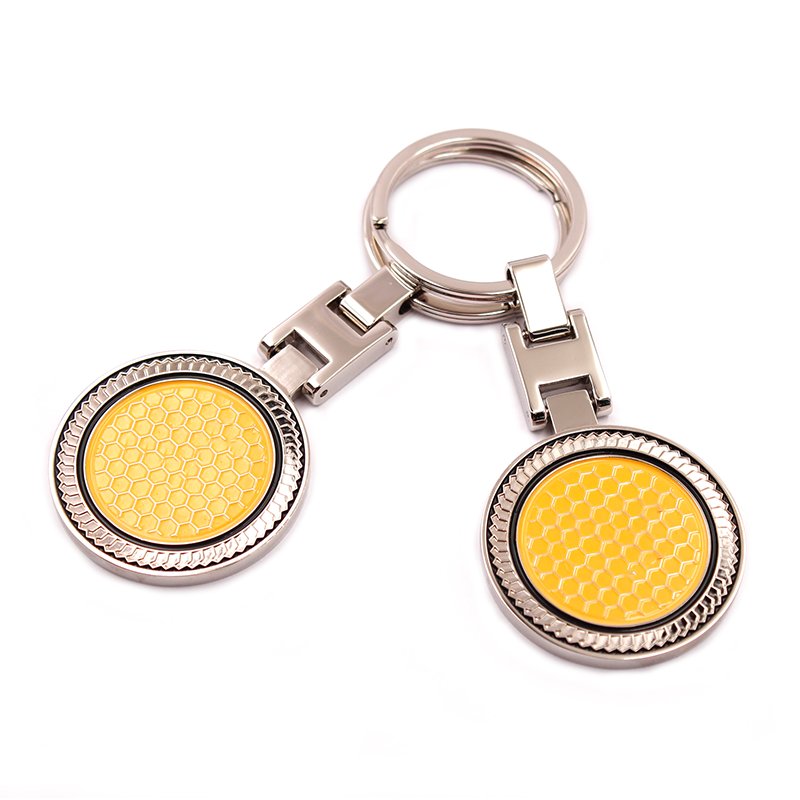 Custom Logo Gold Color Spinner Key Chain Personalized Gifts Metal Shaped Crafts Keychain