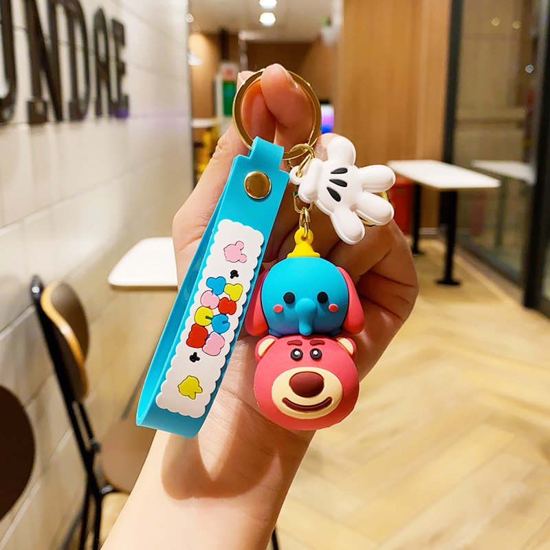 Cute Stacked Music Bear Mouse Doll Keychain Cartoon Doll Car Bag Pendant Accessories Small Gifts
