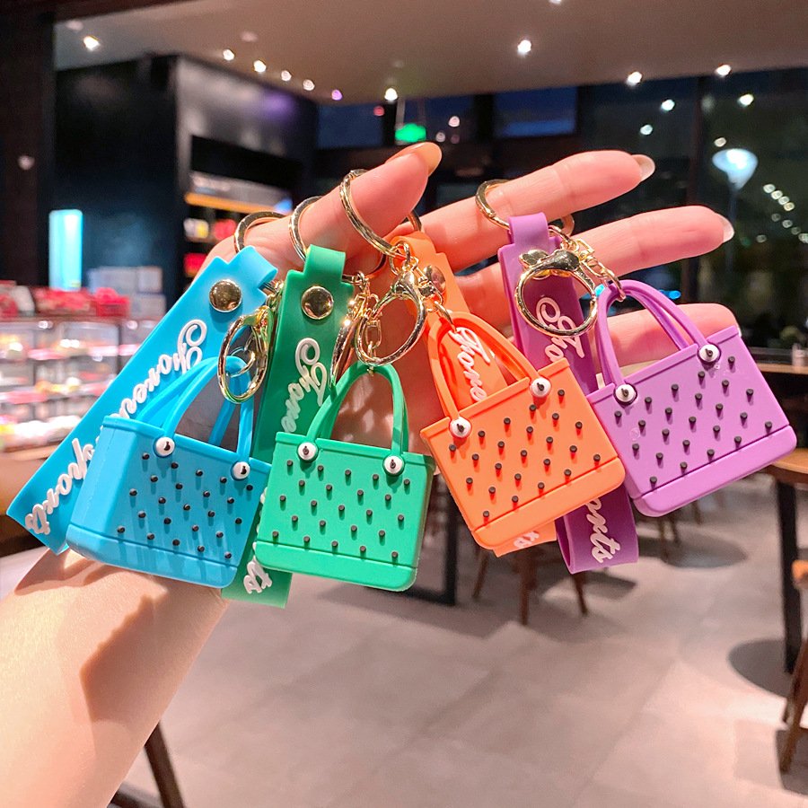 Hot sales 9 colors Custom Handbag model Cute Car accessories Rubber key chains