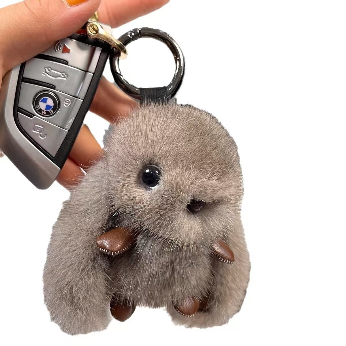 Rabbit bag charm Internet celebrity European mink rabbit cute plush lop-eared rabbit doll gift car key chain pendant