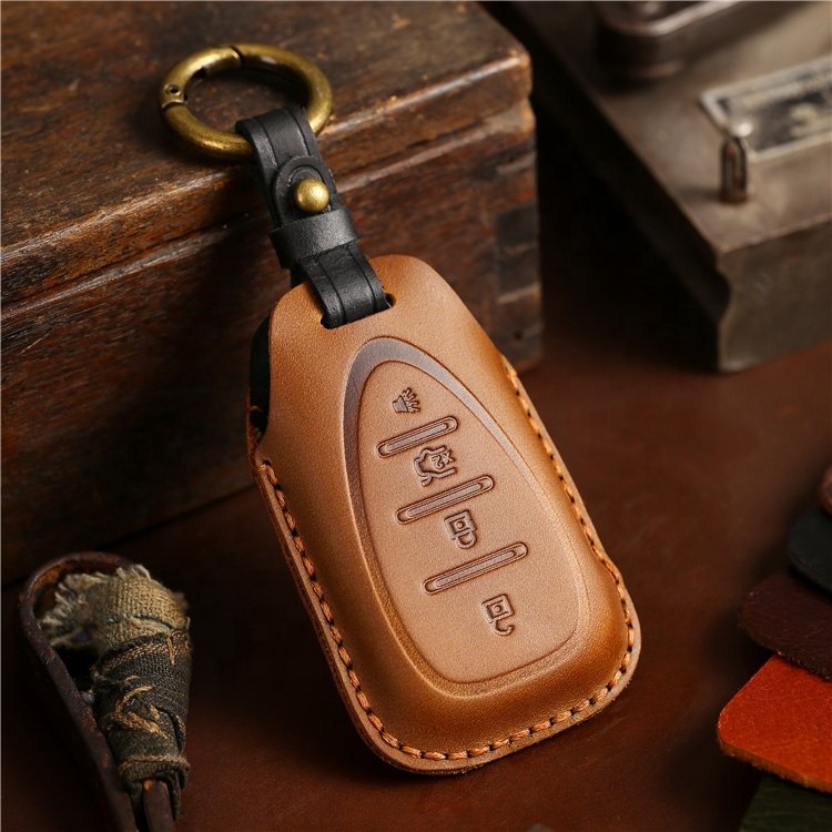 Wholesale Hand Sewing Genuine Leather Car Key Case Cover for Chevy Equinox Traverse Malibu Camaro Cruze Blazer Spark Sonic