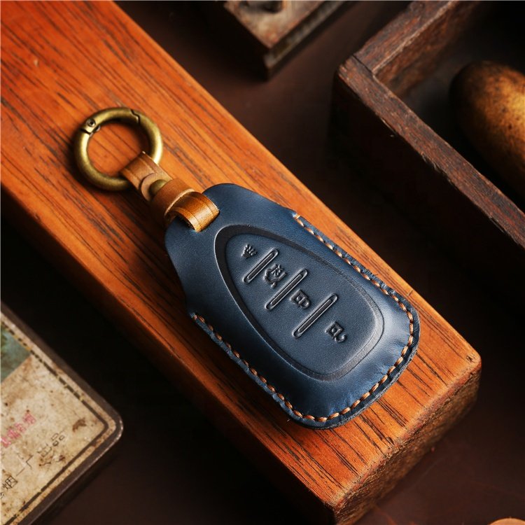 Wholesale Hand Sewing Genuine Leather Car Key Case Cover for Chevy Equinox Traverse Malibu Camaro Cruze Blazer Spark Sonic