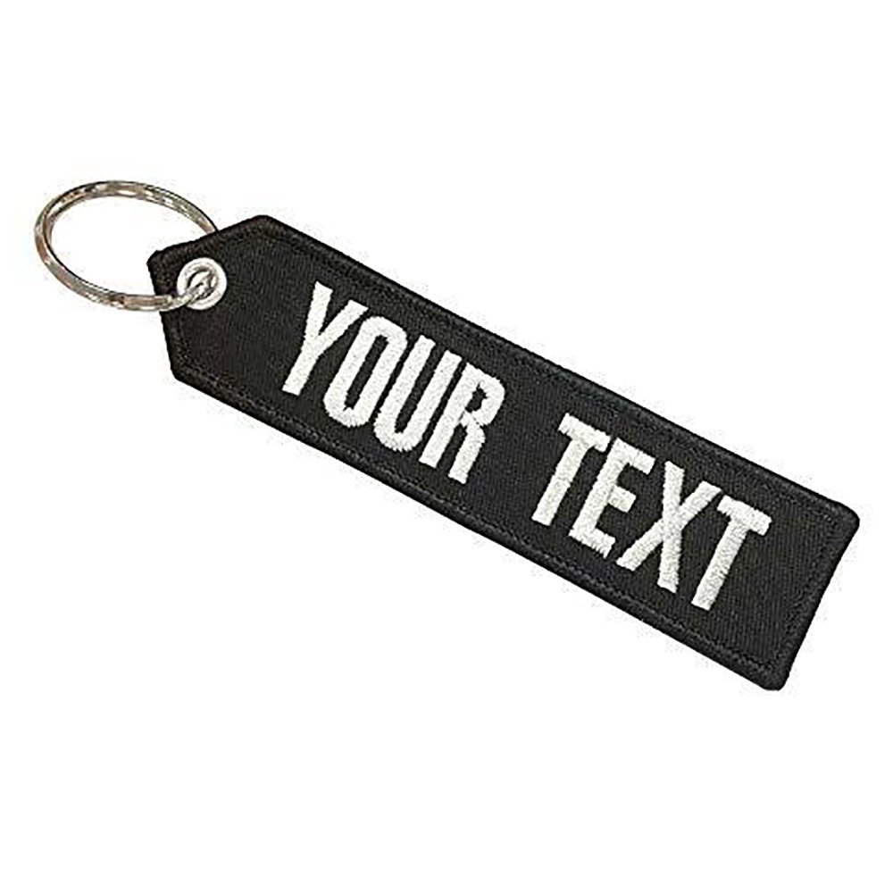 Custom Logo Car Scooter Fabric Embroidery Woven Keychains Jet Tag Keyring Custom Motorcycle Key Chain Car Embroidered Keychains