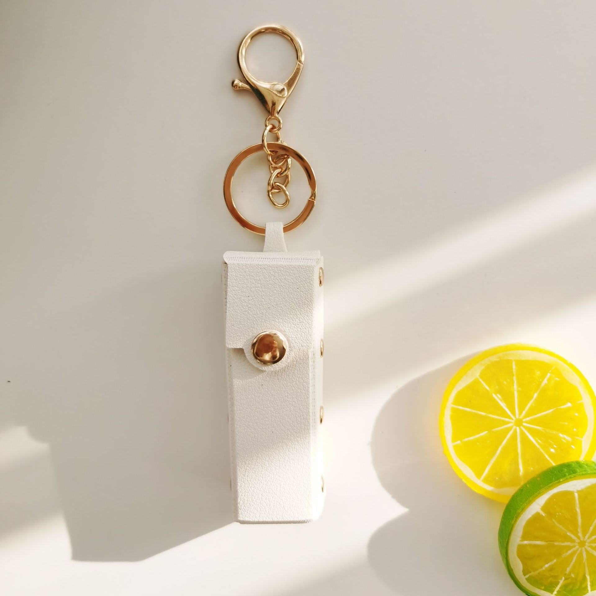 Promotional Cute Mini PU Leather Lipstick Holder Keychain Storage Bag Travel Accessories Women Makeup lip gloss holder key chain