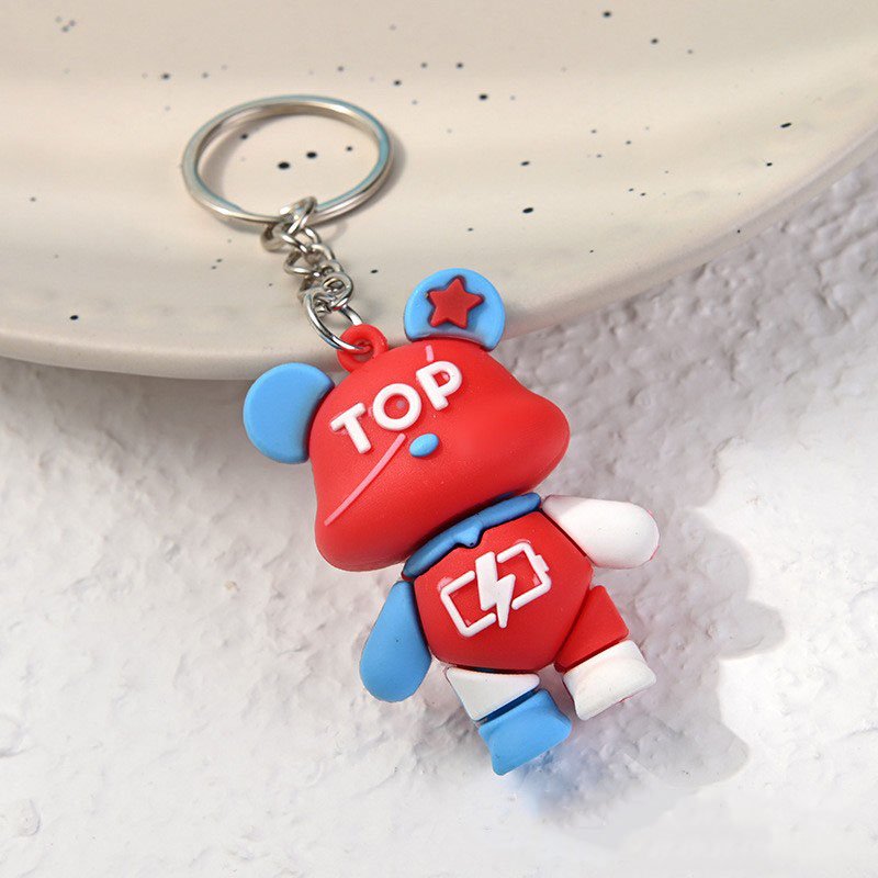 Cartoon Animation Key Chains Soft Rubber PVC Bear Keychain 3D Character Anime Keychain Customized Logo Key Holder