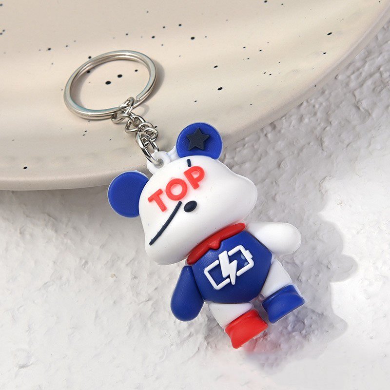 Cartoon Animation Key Chains Soft Rubber PVC Bear Keychain 3D Character Anime Keychain Customized Logo Key Holder