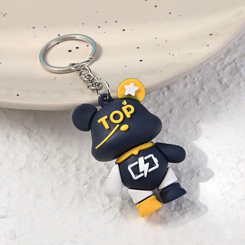 Cartoon Animation Key Chains Soft Rubber PVC Bear Keychain 3D Character Anime Keychain Customized Logo Key Holder